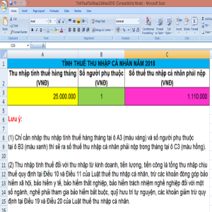Mới: File Excel tính nhanh thuế thu nhập cá nhân năm 2018